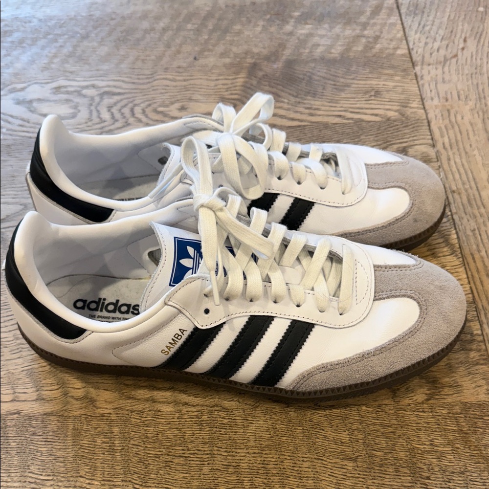 Adidas Samba White and Black Trainers - Picture 3 of 7